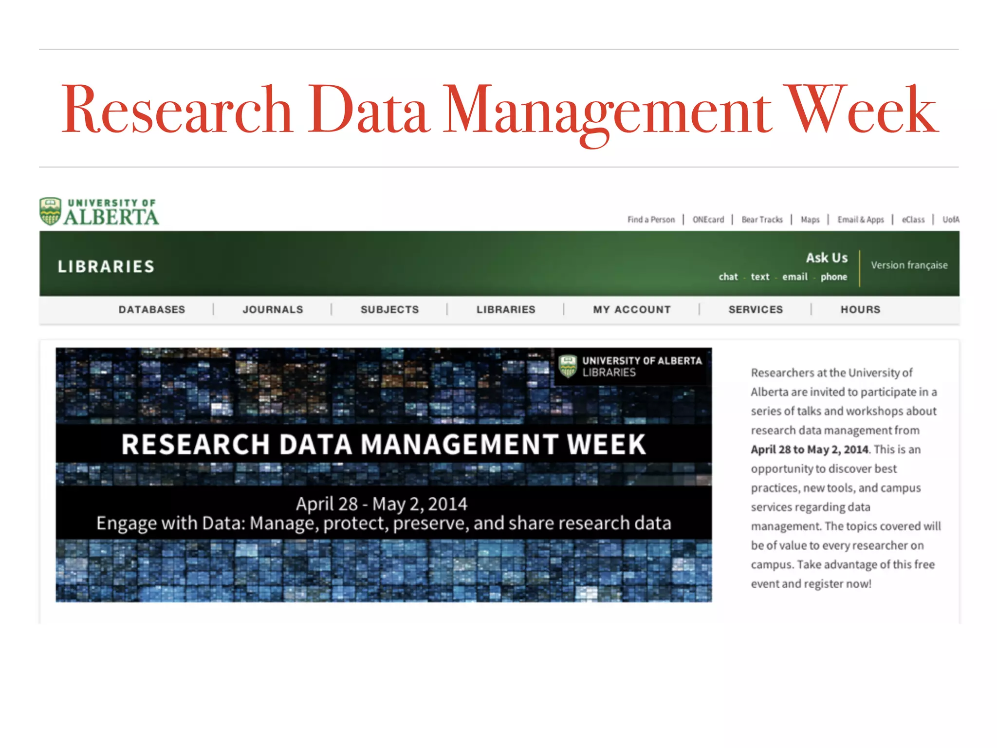 Research Data Management Week
 