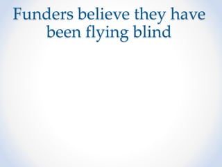 Funders believe they have
been flying blind
 
