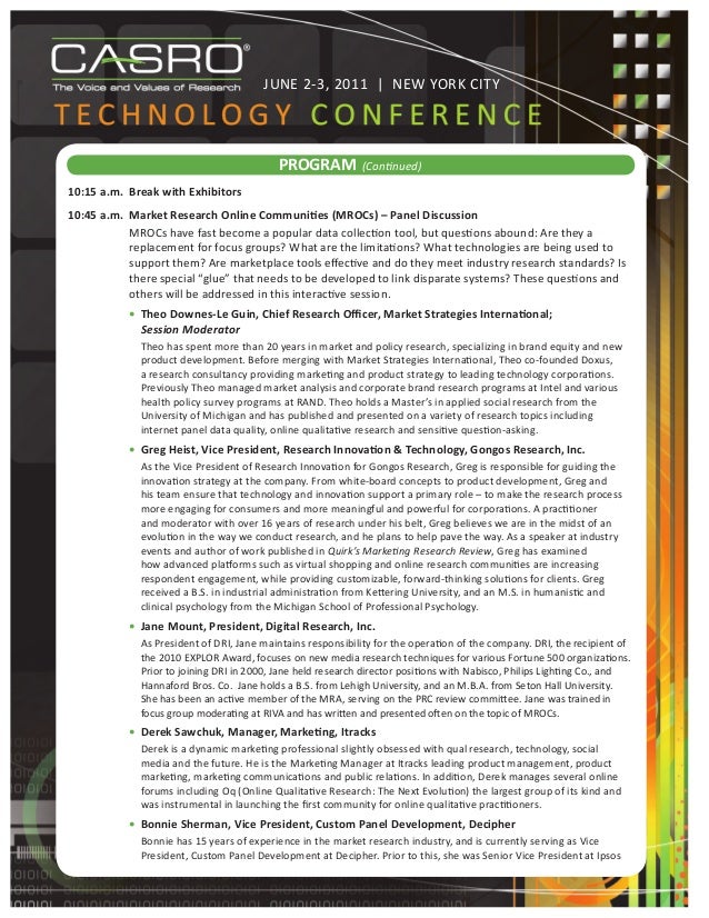 Casro 2011 technology conference program information