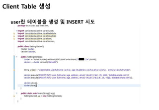 user란 테이블을 생성 및 INSERT 시도
Client Table 생성
 