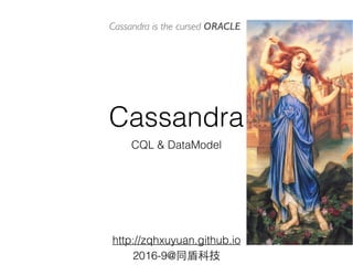 Cassandra
CQL & DataModel
http://zqhxuyuan.github.io
2016-9@同盾科技
Cassandra is the cursed ORACLE
 
