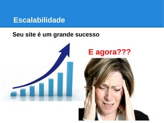 Seu site é um grande sucesso
Escalabilidade
E agora???
 
