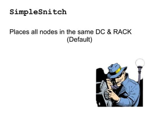 SimpleSnitch
Places all nodes in the same DC & RACK
(Default)
 
