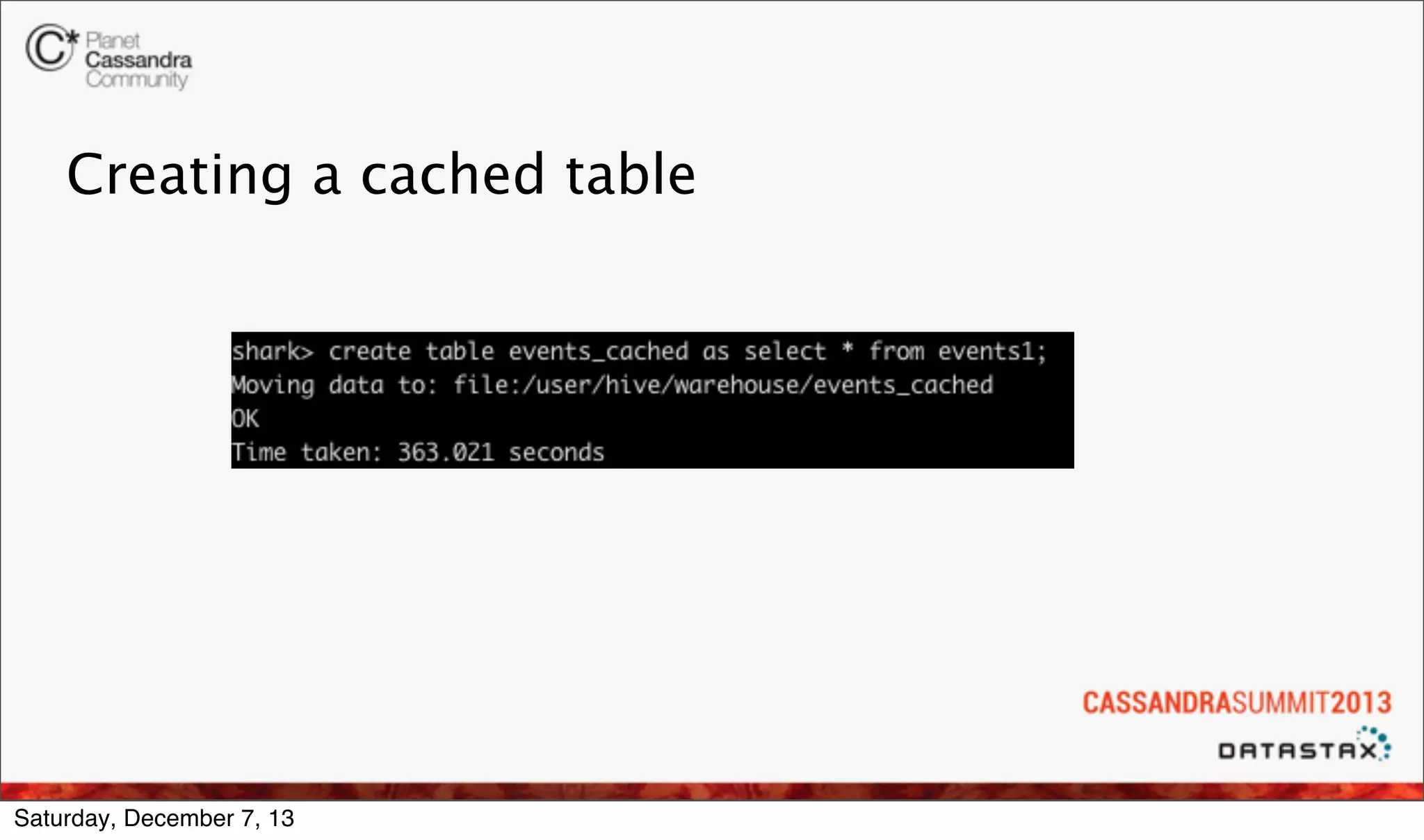 Creating a cached table

Saturday, December 7, 13

 