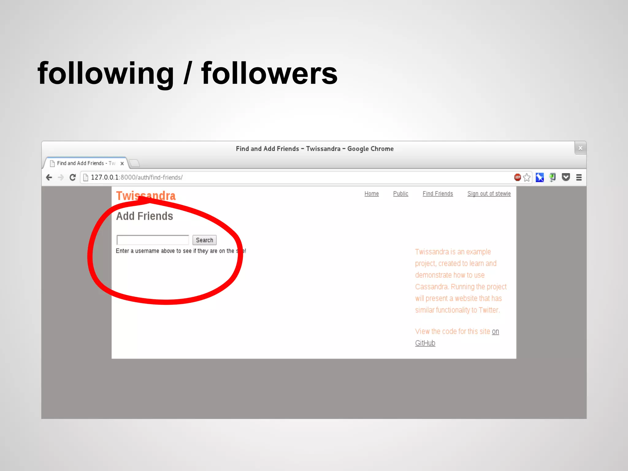 following / followers
 