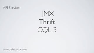 API Services
JMX
Thrift
CQL 3
www.thelastpickle.com
 