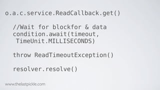 o.a.c.service.ReadCallback.get()
//Wait for blockfor & data
condition.await(timeout,
TimeUnit.MILLISECONDS)
throw ReadTimeoutException()
resolver.resolve()
www.thelastpickle.com
 