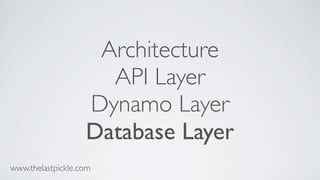 Architecture
API Layer
Dynamo Layer
Database Layer
www.thelastpickle.com
 