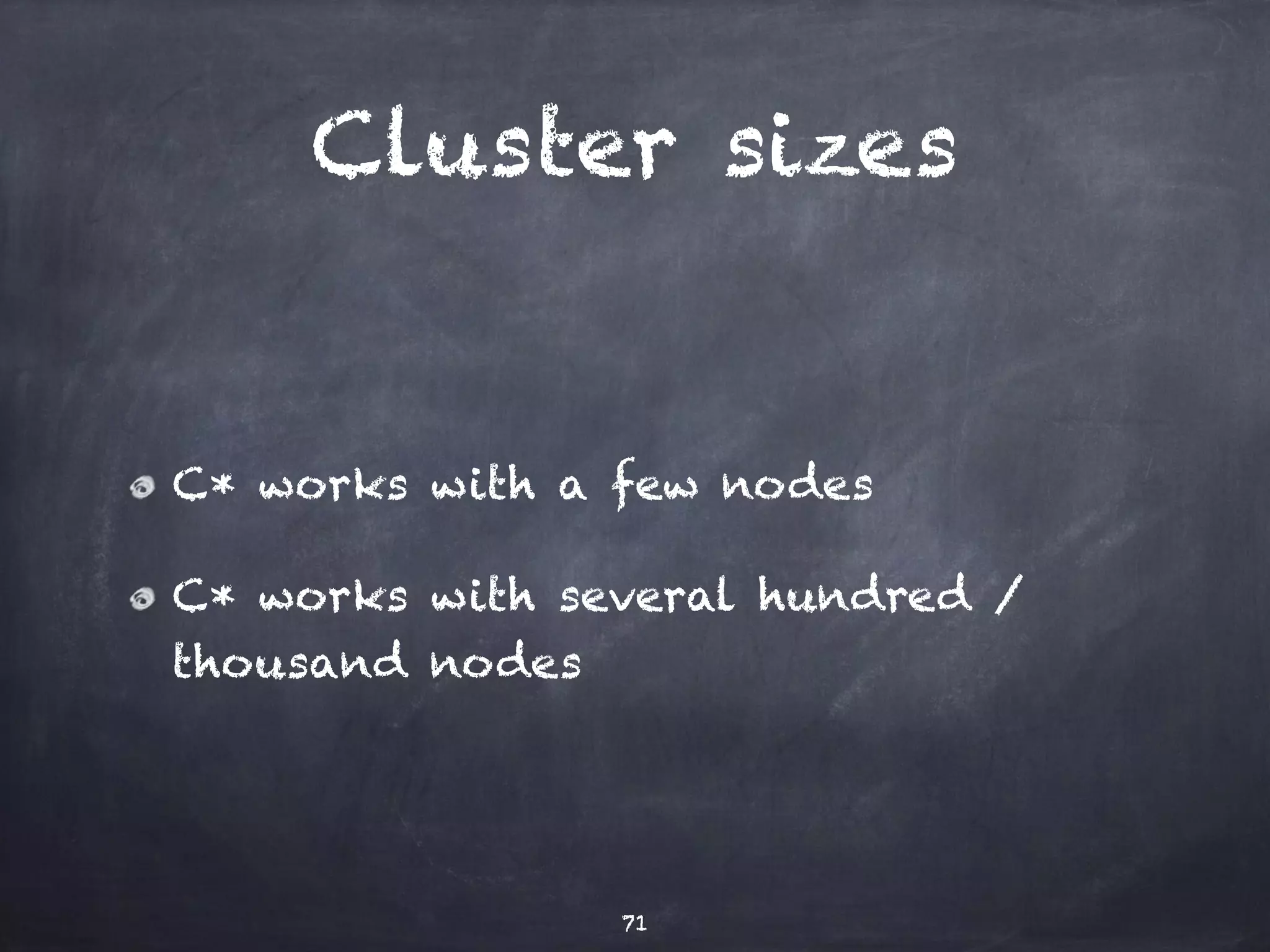 Cluster setup 
Configure for multiple data centers 
Plan for multi-DC setup :) 
71 
 