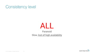 Consistency level
© 2016 DataStax, All Rights Reserved.
 40
ALL
Paranoid
Slow, lost of high availability
 