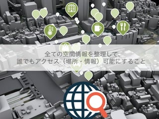 Copyright(C) &nbsp;tritrue &nbsp;Inc. &nbsp;All &nbsp;rights &nbsp;Reserved.
全ての空間情報を整理して、
誰でもアクセス（場所・情報）可能にすること
 