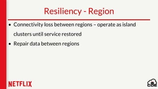 Resiliency - Region
• Connectivity loss between regions – operate as island
clusters until service restored
• Repair data between regions
 