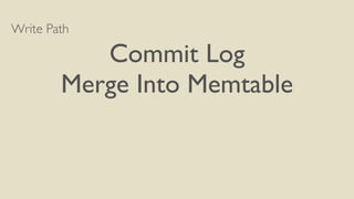 Write Path
Commit Log
Merge Into Memtable
 
