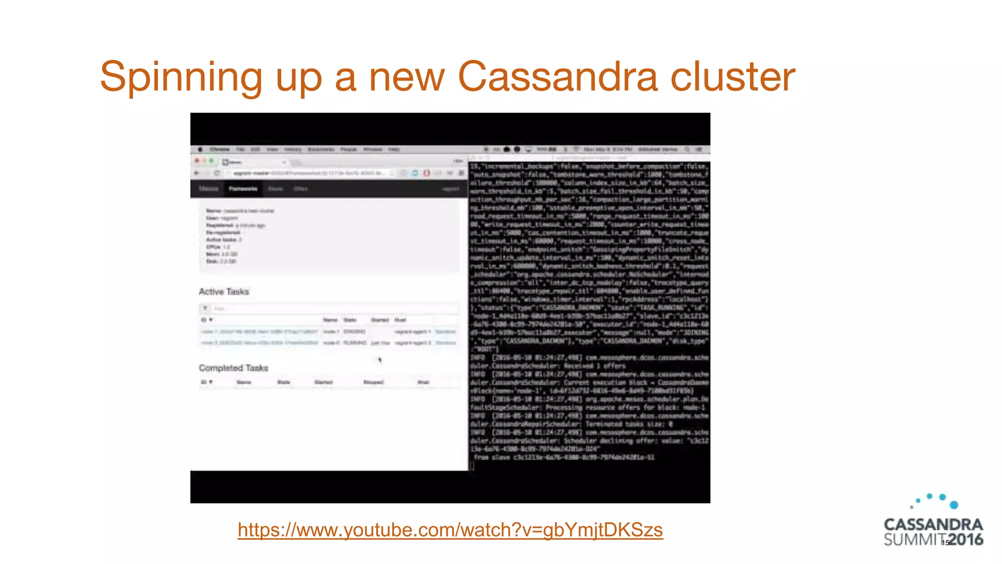 Spinning up a new Cassandra cluster
15
https://www.youtube.com/watch?v=gbYmjtDKSzs
 