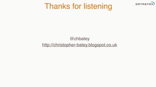 Thanks for listening 
@chbatey 
http://christopher-batey.blogspot.co.uk 
