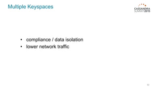 Multiple Keyspaces
62
• compliance / data isolation
• lower network traffic
 