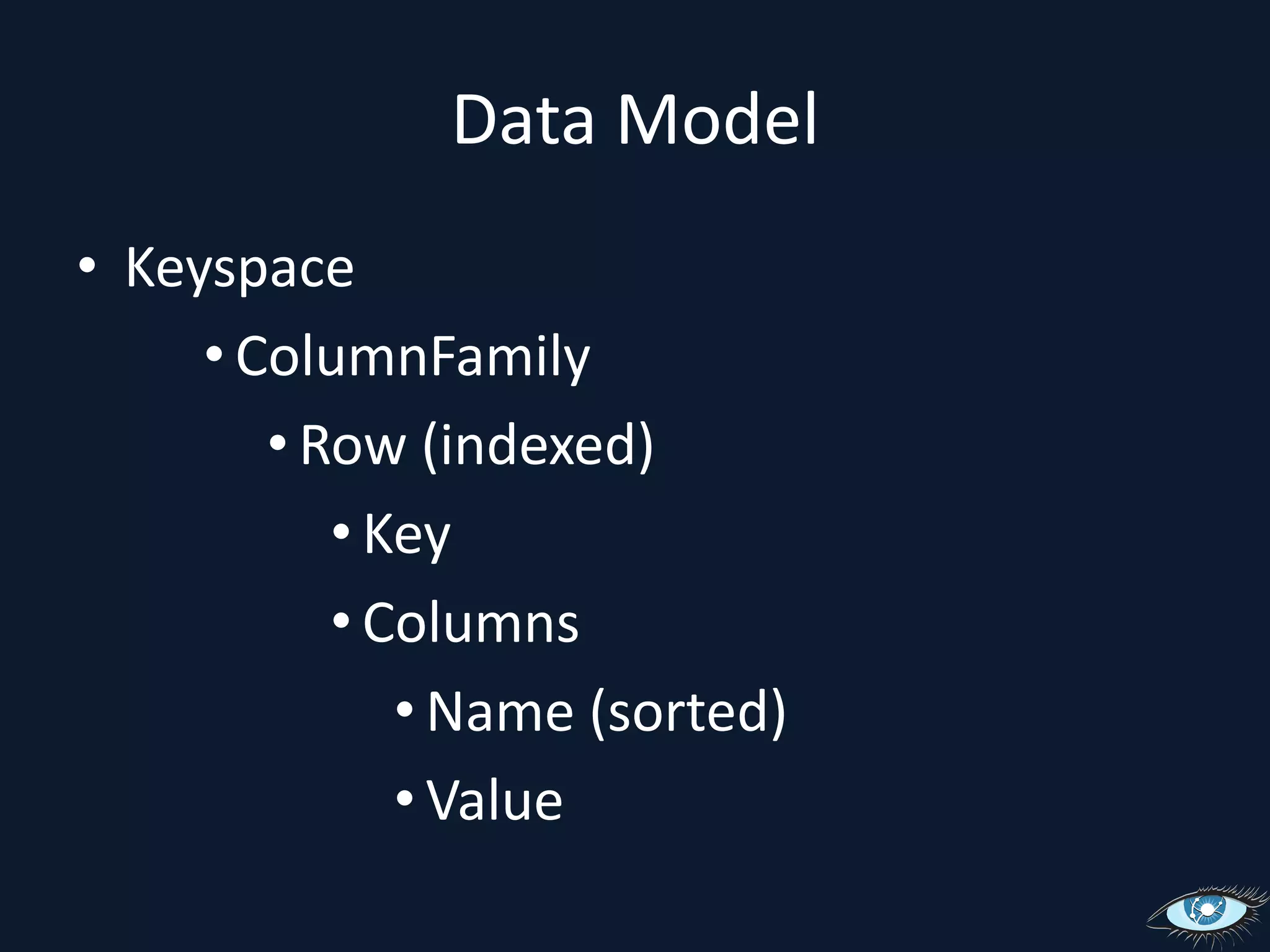 Data ModelKeyspaceColumnFamilyRow (indexed)