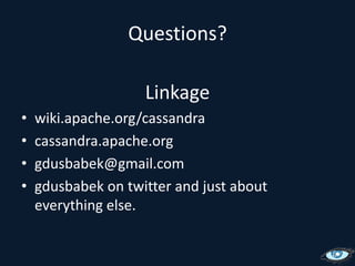 Practical ConsiderationsWide rowsData life-spanCluster planningBootstrapping