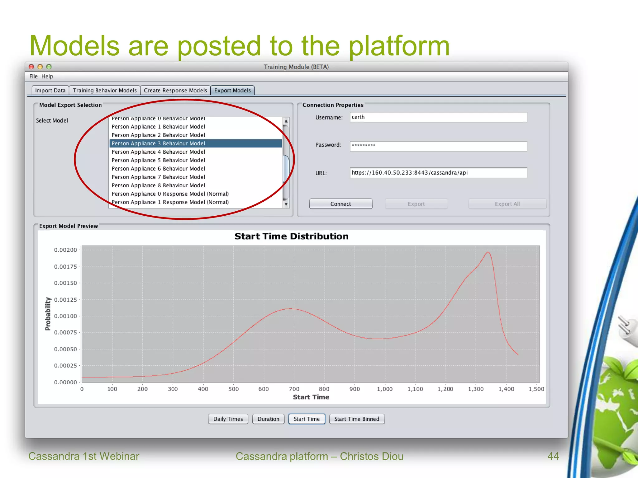 Cassandra platform – Christos Diou
Models are posted to the platform
Cassandra 1st Webinar 44
 