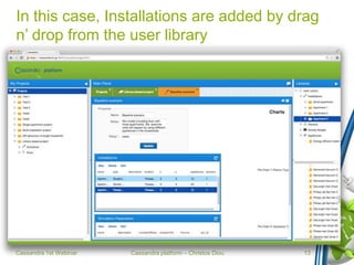Cassandra platform – Christos Diou
In this case, Installations are added by drag
n’ drop from the user library
Cassandra 1st Webinar 13
 