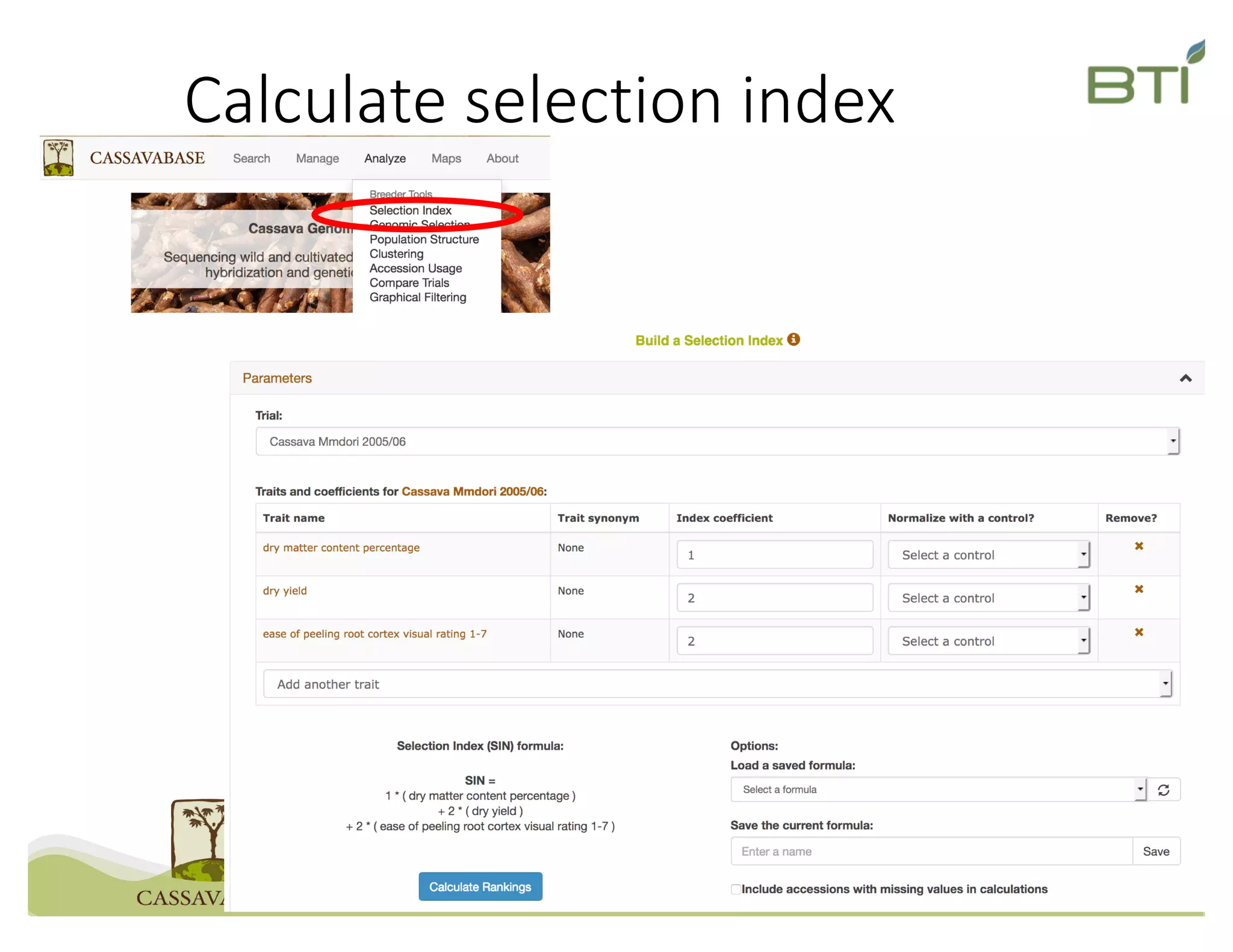 Calculate selection index
 