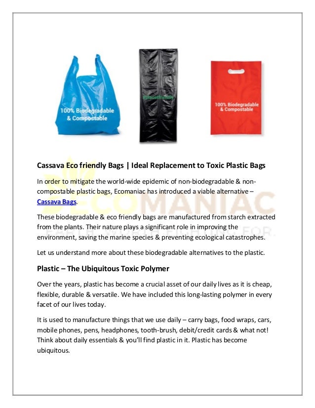 Cassava Eco friendly Bags | Ideal Replacement to Toxic Plastic Bags Cassava Eco friendly Bags | Ideal Replacement to Toxic Plastic Bags