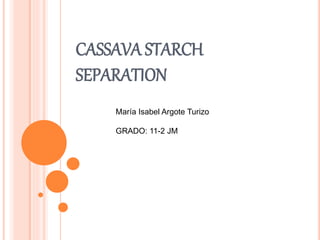 CASSAVA STARCH 
SEPARATION 
María Isabel Argote Turizo 
GRADO: 11-2 JM 
 