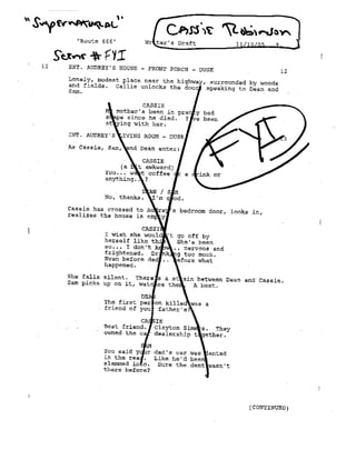 Supernatural 1.13 Route 666 Casting Sides for Cassie Robinson | PDF