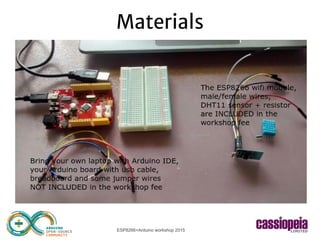 ESP8266+Arduino workshop 2015
Materials
 