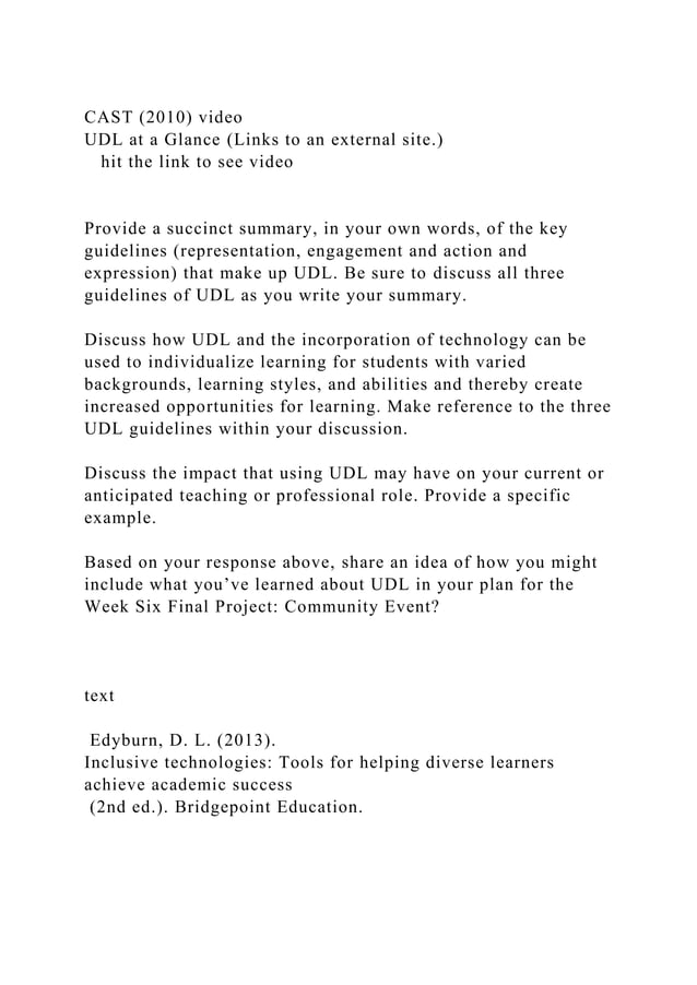 CAST (2010) video UDL at a Glance (Links to an external site.) .docx