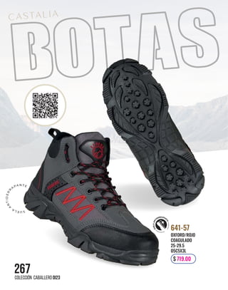 botas
colección caballero OI23
267
OXFORD/ROJO
COAGULADO
25-29.5
O5C5X3L
641-57
$ 719.00
S
U
E
L
A
A
N
T
I
D
E
R
R
A
PA N T E
 