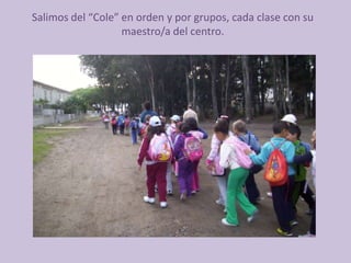 Salimos del “Cole” en orden y por grupos, cada clase con su maestro/a del centro.