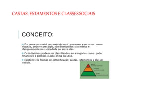CASTAS, ESTAMENTOS E CLASSES SOCIAIS
 