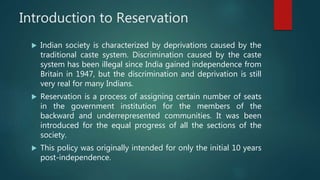 An Ethical Analysis of Caste based Reservation in India | PPTX