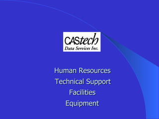 Equipment Human Resources Technical Support Facilities 