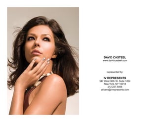 DAVID CASTEEL
   www.davidcasteel.com



      represented by:

   IV REPRESENTS
347 West 36th St. Suite 1204
    New York, NY 10018
       212.227.5056
 vincent@ivrepresents.com
 