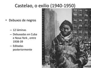 Castelao, o exilio (1940-1950)
• Debuxos de negros
– 12 láminas
– Debuxadas en Cuba
e Nova York , entre
1938-39
– Editadas
posteriormente
 