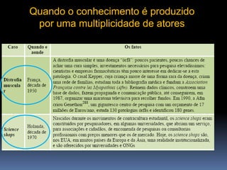 Quando o conhecimento é produzido
por uma multiplicidade de atores

 