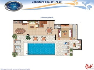 Cobertura tipo 441,76 m²




                                                                   Pavimento Superior




Material preliminar de uso interno. Sujeito a alterações.
 