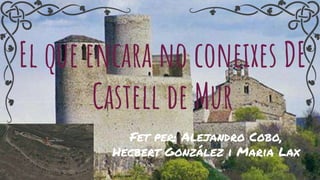 El que encara no coneixes DE
Castell de Mur
Fet per: Alejandro Cobo,
Hecbert González i Maria Lax
 