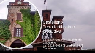 Castelletto
Terra fortificata e
produttiva
a.s. 2017 -2018 (Il Castello) IIIB
Castelletto
a.s. 2018 -2019 (Squadretto) IVB
Castelletto Ins. Simona Fornari
 