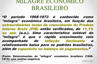 2327/09/2015Prof.ª Valéria Fernandes
GOVERNO MÉDICI (1969-1974)
Região onde
aconteceram os
enfrentamentos.
• Seguindo os princípios
do Maoísmo → o PC do B
decidiu iniciar uma
guerrilha rural.
• Militantes brasileiros
fizeram treinamento na
China e em Cuba.
• Guerrilha → 1967-74 → a
repressão do Exército a
partir de 1972 → cerca
de 50 desaparecidos.
 
