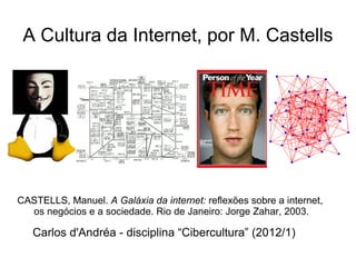 A Cultura da Internet, por M. Castells




CASTELLS, Manuel. A Galáxia da internet: reflexões sobre a internet,
  os negócios e a sociedade. Rio de Janeiro: Jorge Zahar, 2003.

   Carlos d'Andréa - disciplina “Cibercultura” (2012/1)
 