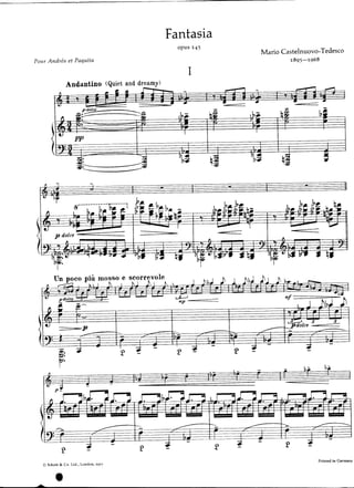 Castelnuovo tedesco fantasia for piano guitar op. 145 score