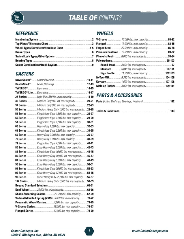 Caster Concepts Catalog PDF Manufacturing Industry Industries