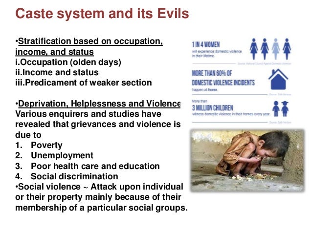 Social stratification and Caste system its evil