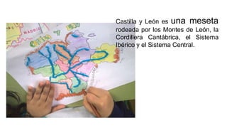 Castilla y León es una meseta
rodeada por los Montes de León, la
Cordillera Cantábrica, el Sistema
Ibérico y el Sistema Central.
 