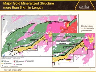 Major Gold Mineralized Structure
more than 8 km in Length




                                   Structure likely
                                   continues under
                                   granite sheet




                                              9
TSX-V: CT OTCQX: CTIIF
 
