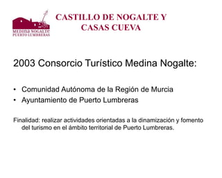 2003 Consorcio Turístico Medina Nogalte:
• Comunidad Autónoma de la Región de Murcia
• Ayuntamiento de Puerto Lumbreras
Fi...