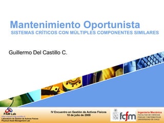 Mantenimiento Oportunista Guillermo Del Castillo C. SISTEMAS CRÍTICOS CON MÚLTIPLES COMPONENTES SIMILARES 